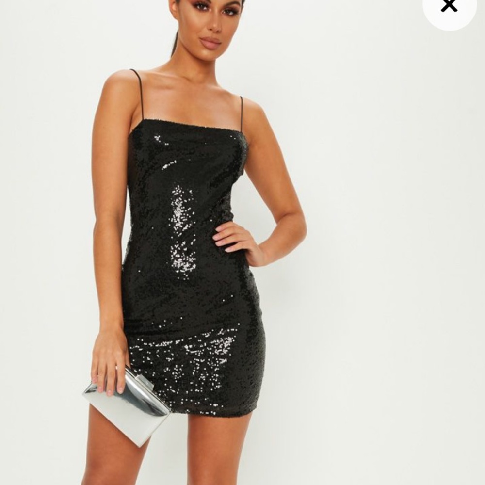 Pretty Little Thing Black sequin bodycon dress